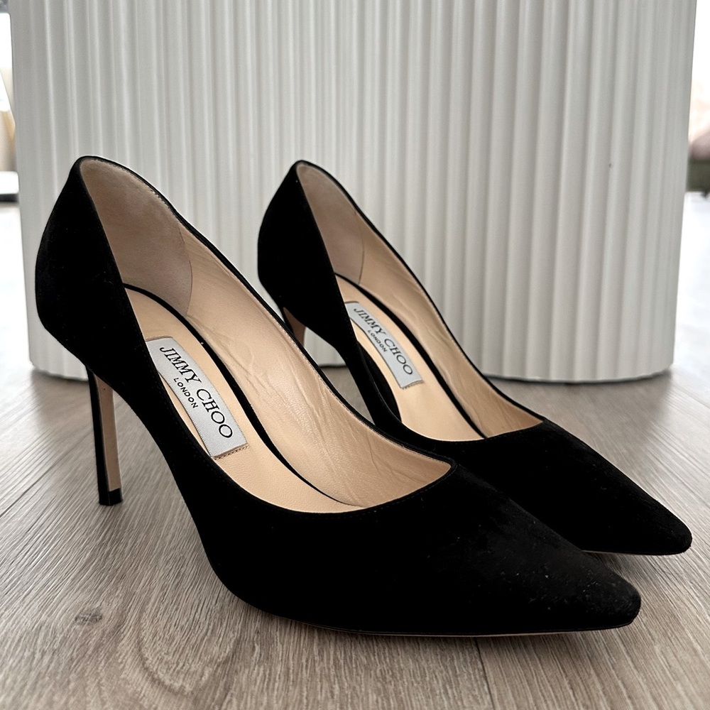 Authentic Jimmy Choo Black Suede Pointed-Toe Pumps Romy 85 – Like New! - Picture 3 of 11